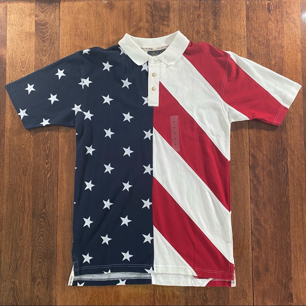 Mens Bass Pro Shops American Flag Polo Medium USA